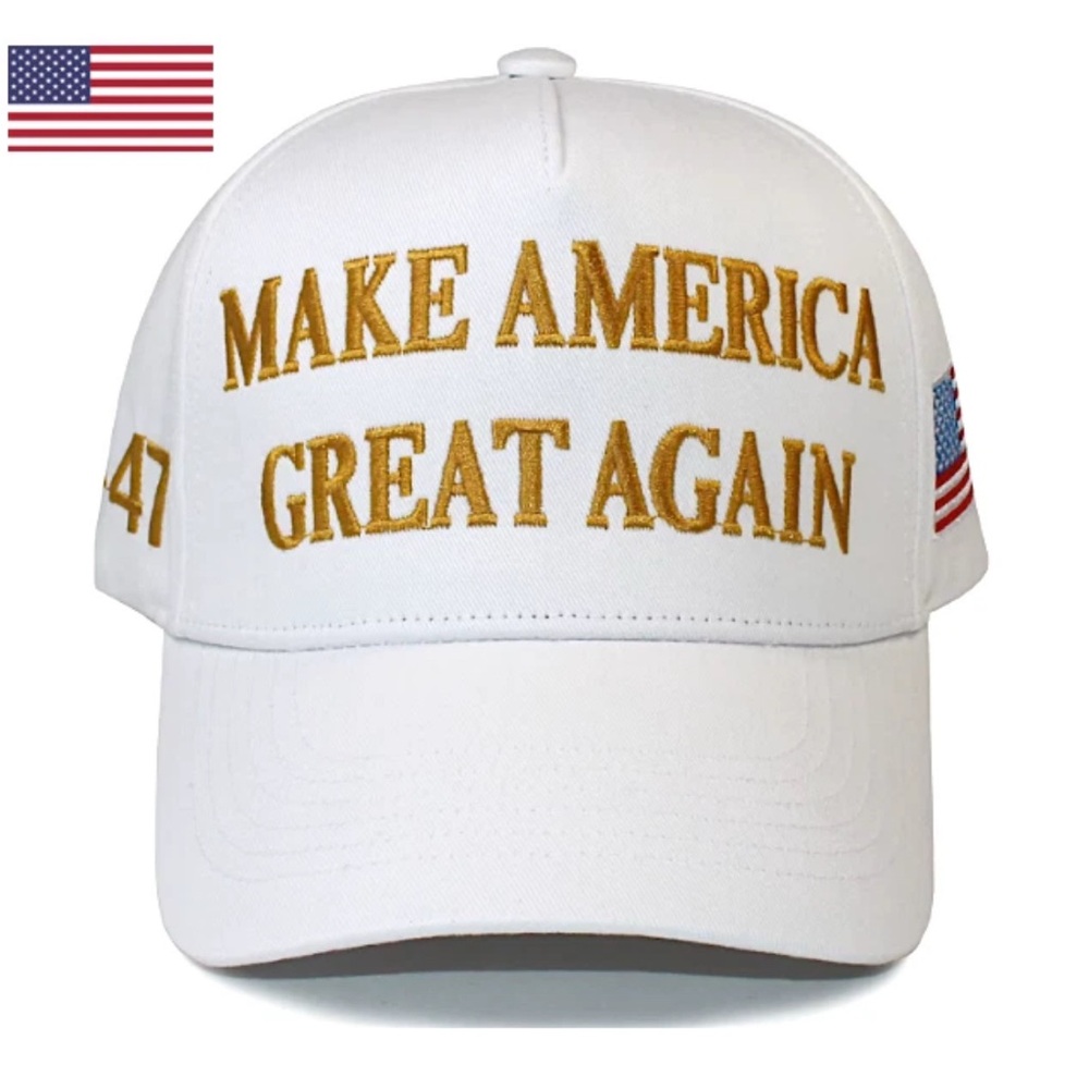White Cap with Gold Embroidery